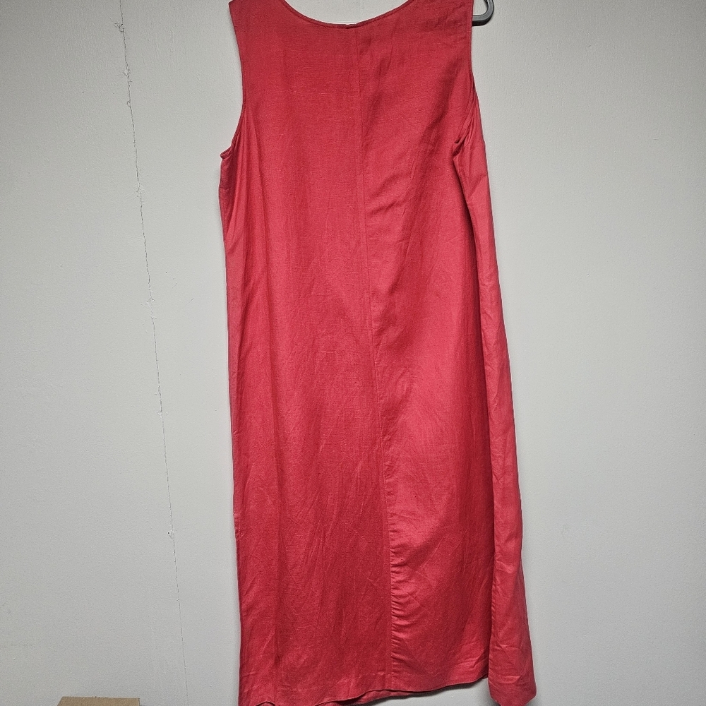 Jessica Howard Vintage Linen Blend Pink Red Sleeveless Dress Beach Summer Resort - Picture 4 of 4